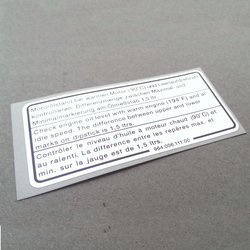 Engine oil level decal, silver 964, 993 (1989 - 1998)